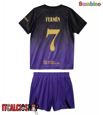 Barcelona Fermin Lopez #7 Seconda Maglia Bambino 2026-27 Manica Corta (+ Pantaloni corti)